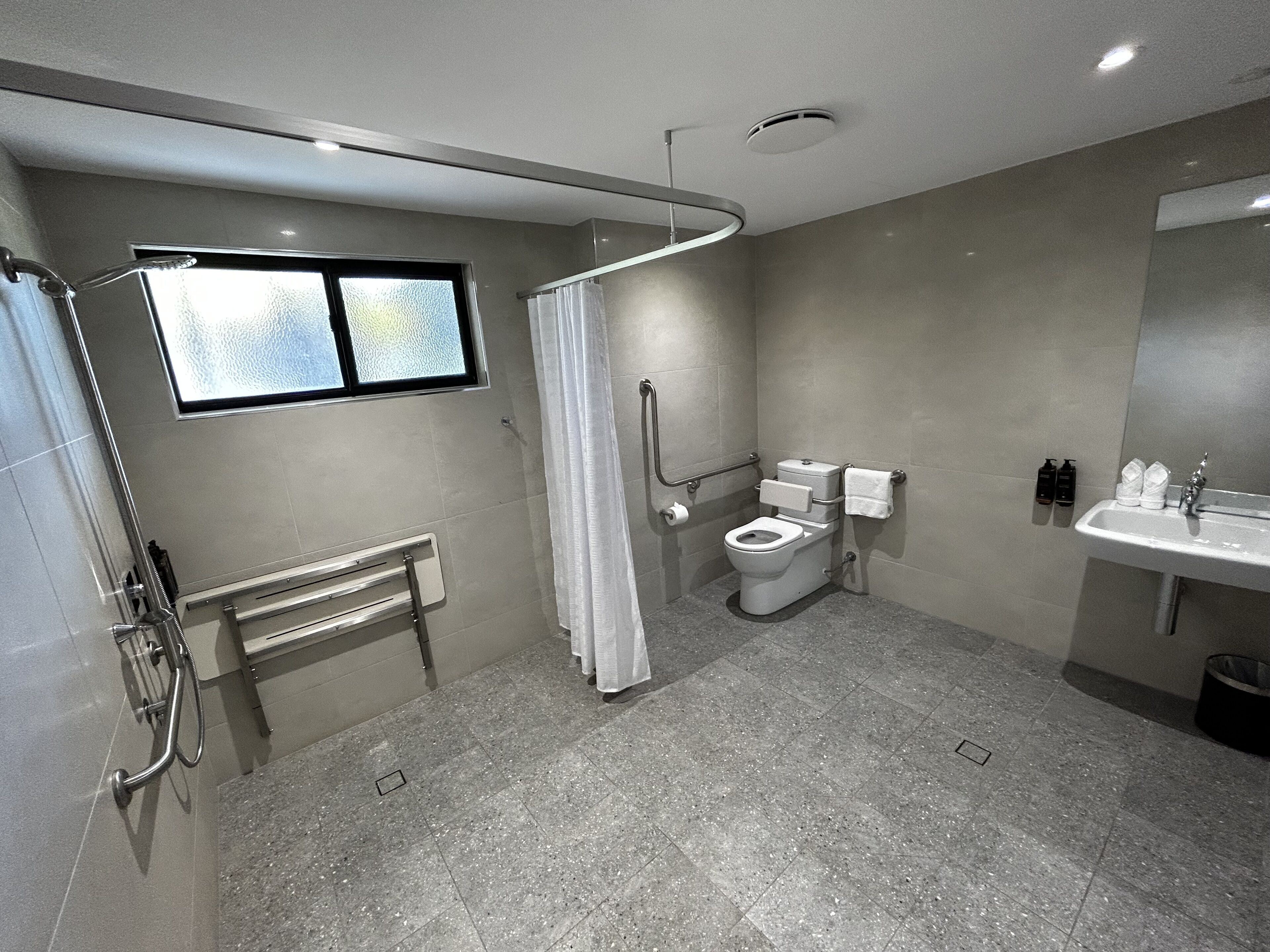 deluxe suite, 1 king bed | bathroom | shower, eco-friendly toiletries, hair dryer, towels