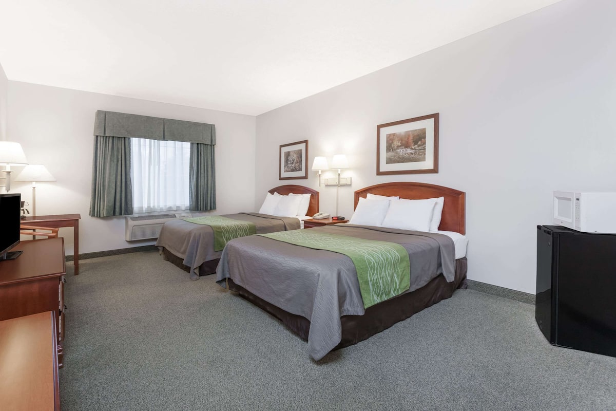 Room, 2 Queen Beds, Non Smoking | 1 bedroom, desk, laptop workspace, iron/ironing board