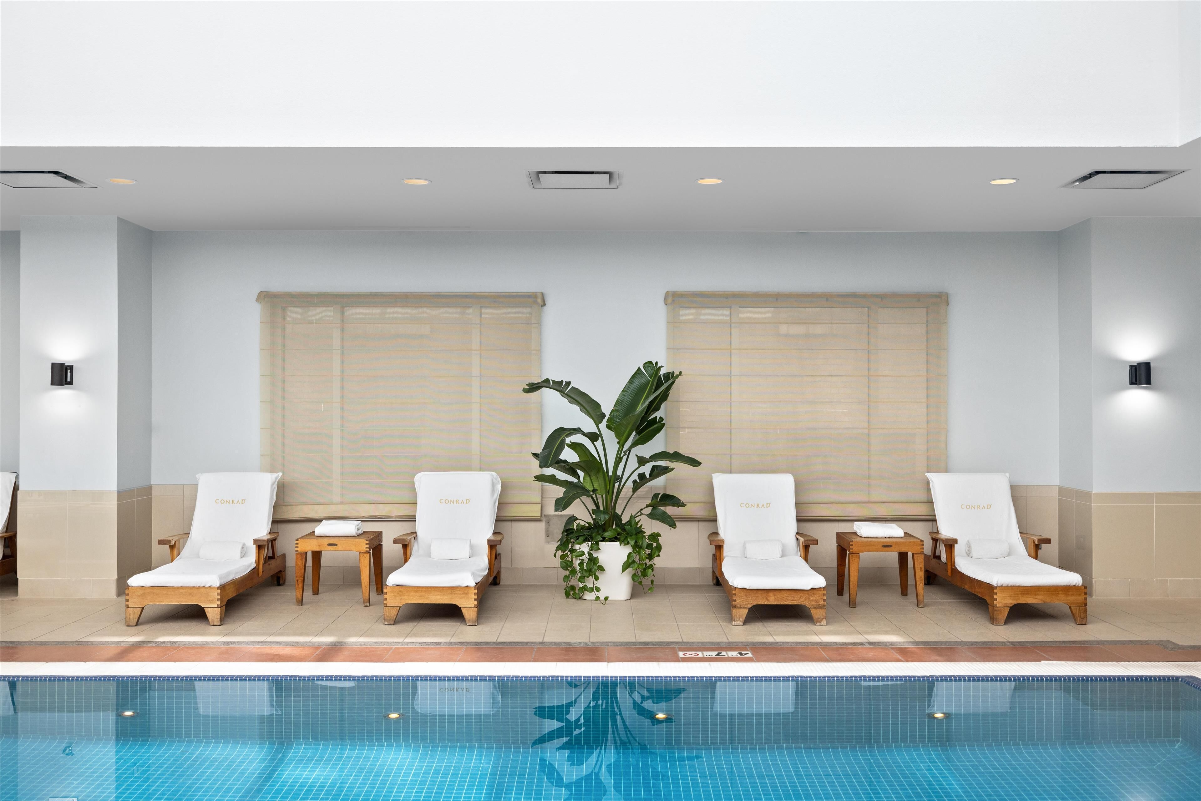 indoor pool, pool loungers