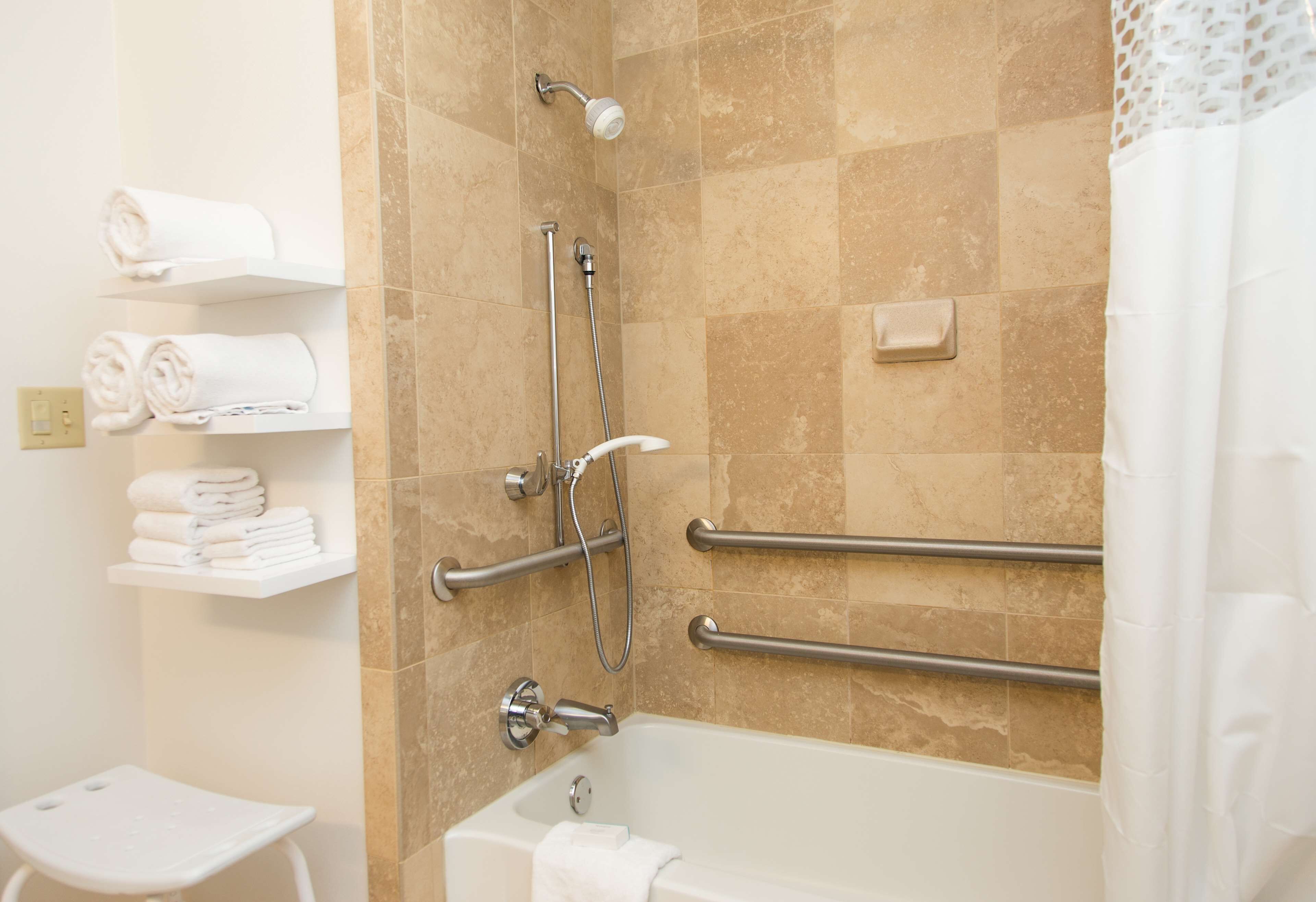 free toiletries, hair dryer, towels