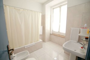 Ensemble baignoire-douche, séchoir à cheveux, serviettes fournies