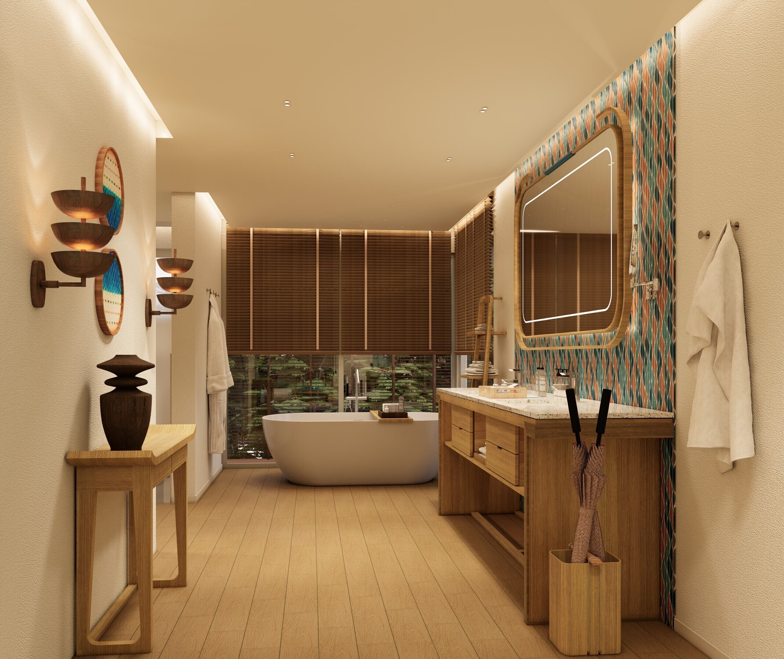 villa (hill top pool) | bathroom | eco-friendly toiletries, hair dryer, bathrobes, slippers