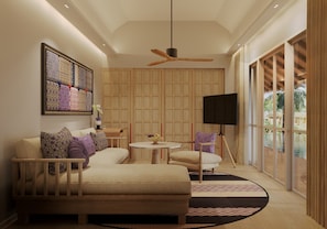 Suite, Beachfront (Pool) | Living area | 32-inch LCD TV with satellite channels, TV, DVD player