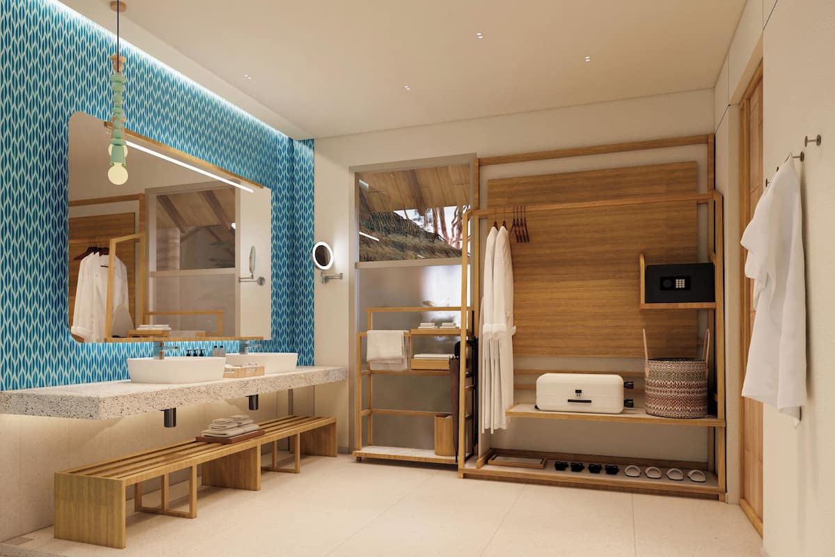 deluxe suite (garden) | bathroom | eco-friendly toiletries, hair dryer, bathrobes, slippers