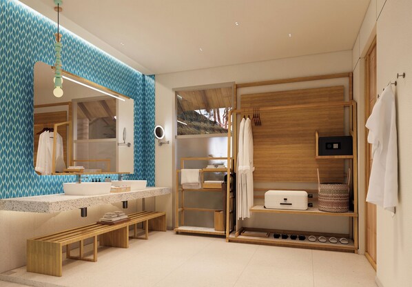 Deluxe Suite (Garden) | Bathroom | Shower, eco-friendly toiletries, hair dryer, bathrobes