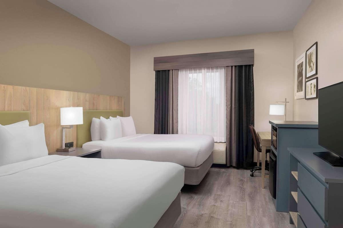 Room, 2 Queen Beds, Accessible, Non Smoking (Roll-in Shower) | 1 bedroom, pillowtop beds, desk, laptop workspace