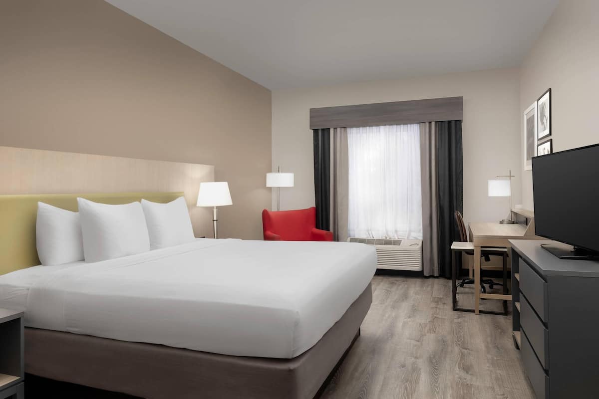 Room, 1 King Bed, Non Smoking | Pillow-top beds, desk, laptop workspace, blackout curtains