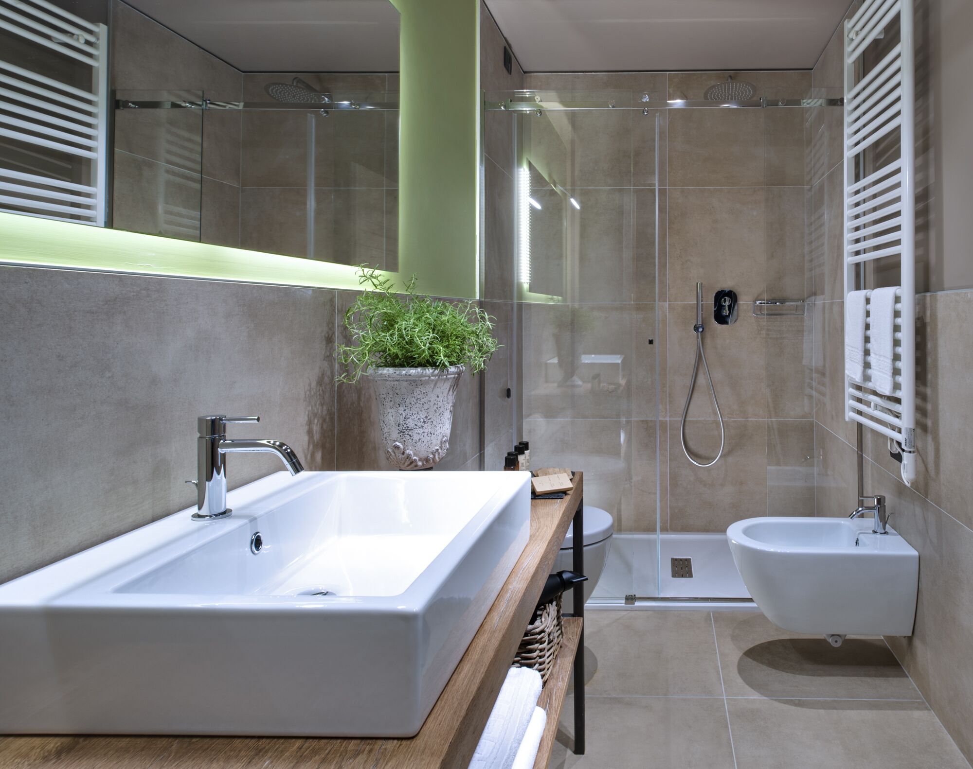 shower, free toiletries, hair dryer, bidet