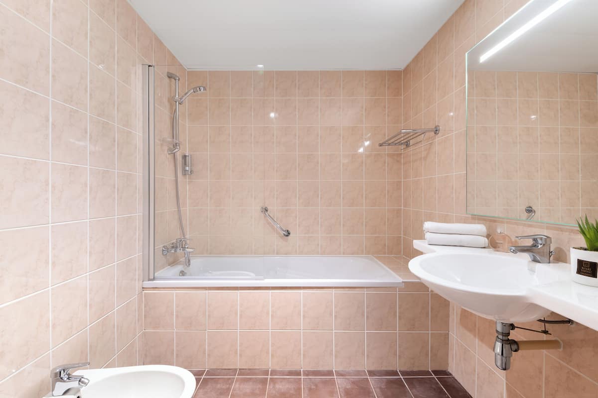 double room, 1 queen bed | bathroom | free toiletries, hair dryer, towels