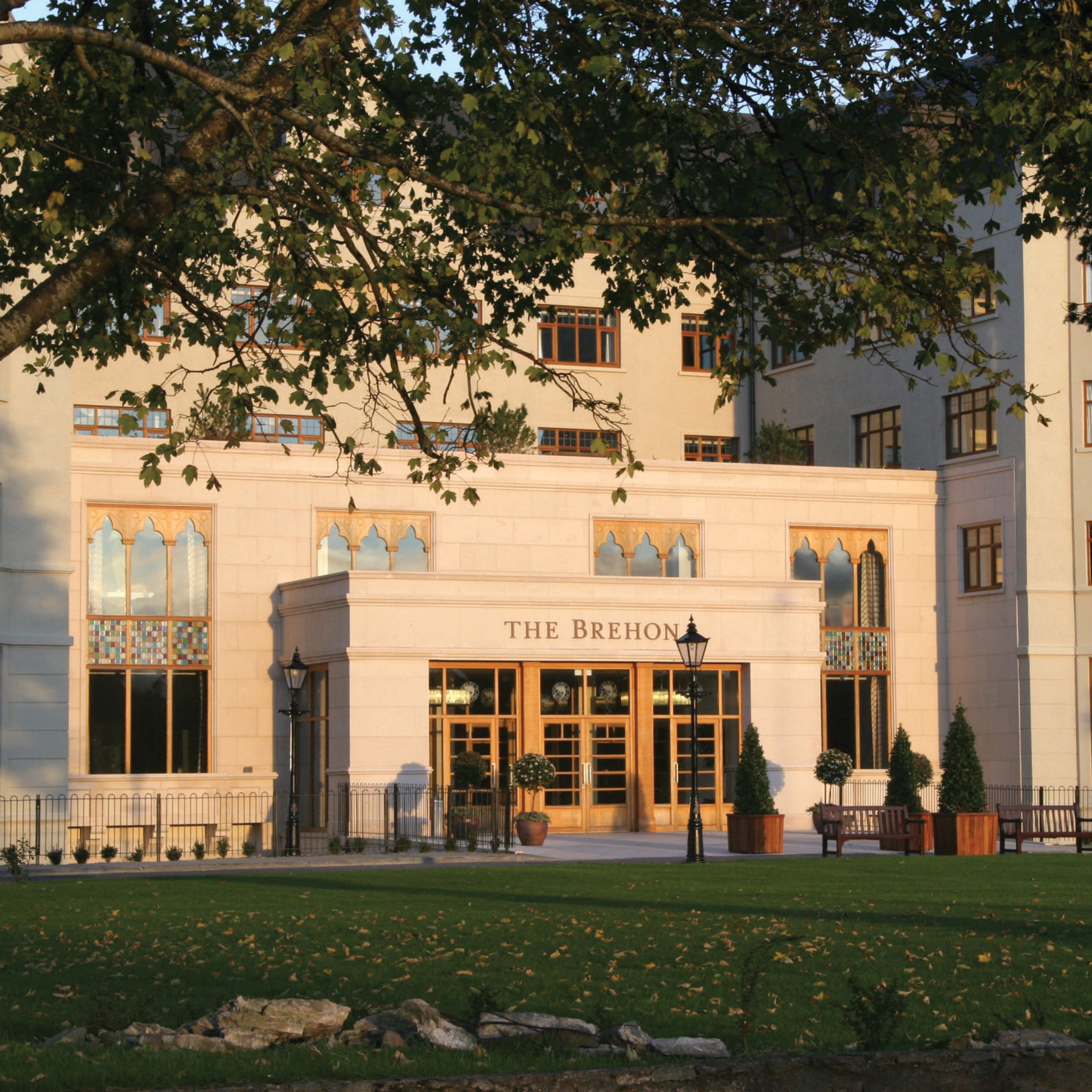 A building with the sign "THE BREHON" indicating it is a hotel.