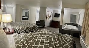 Basic Double Room, 2 Queen Beds, Non Smoking, Jetted Tub | Iron/ironing board, free WiFi, bed sheets