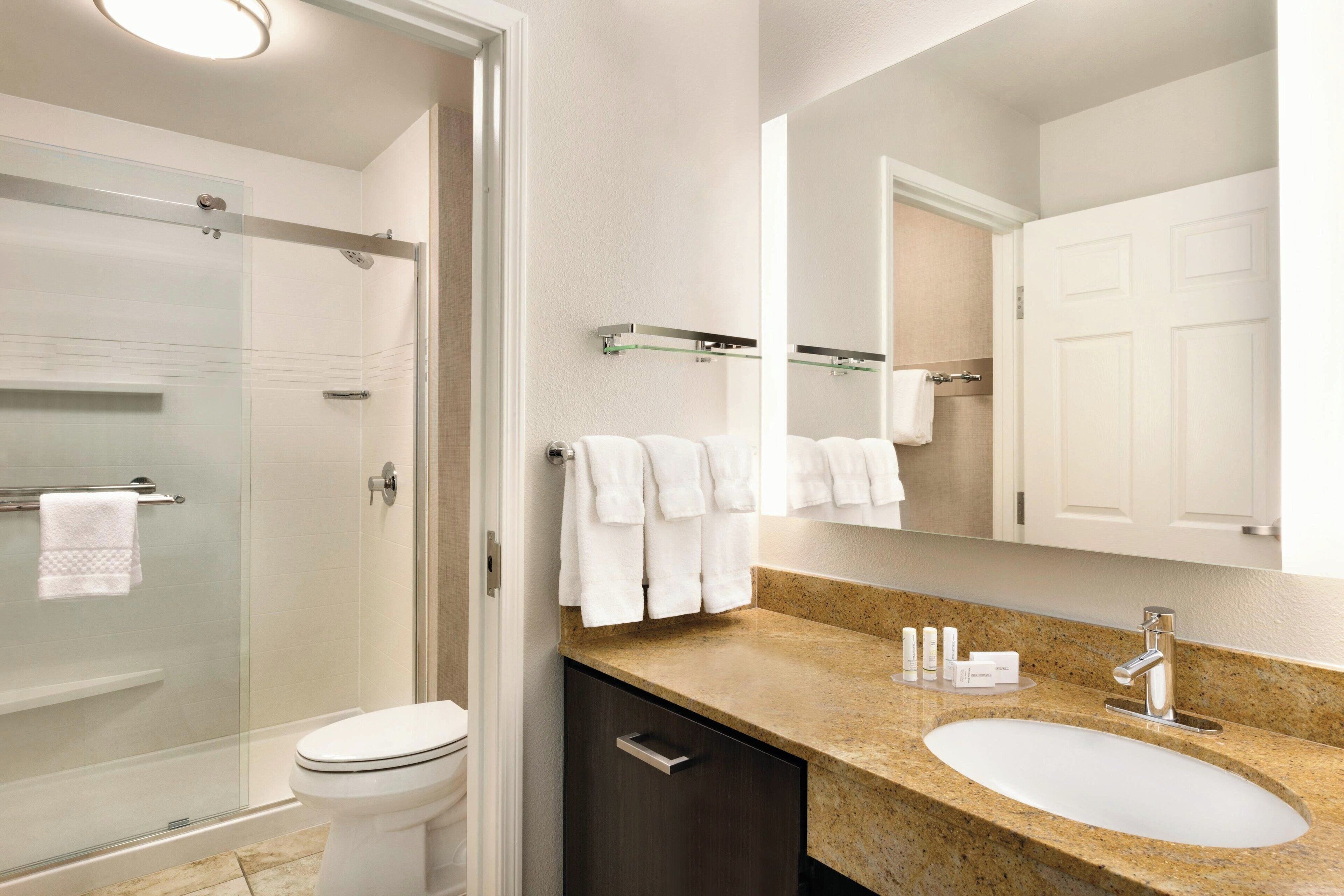 free toiletries, hair dryer, towels