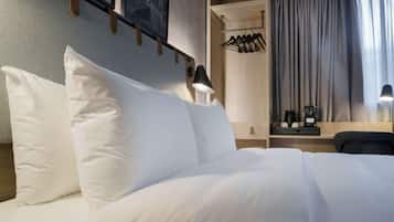 Premium bedding, desk, blackout curtains, iron/ironing board