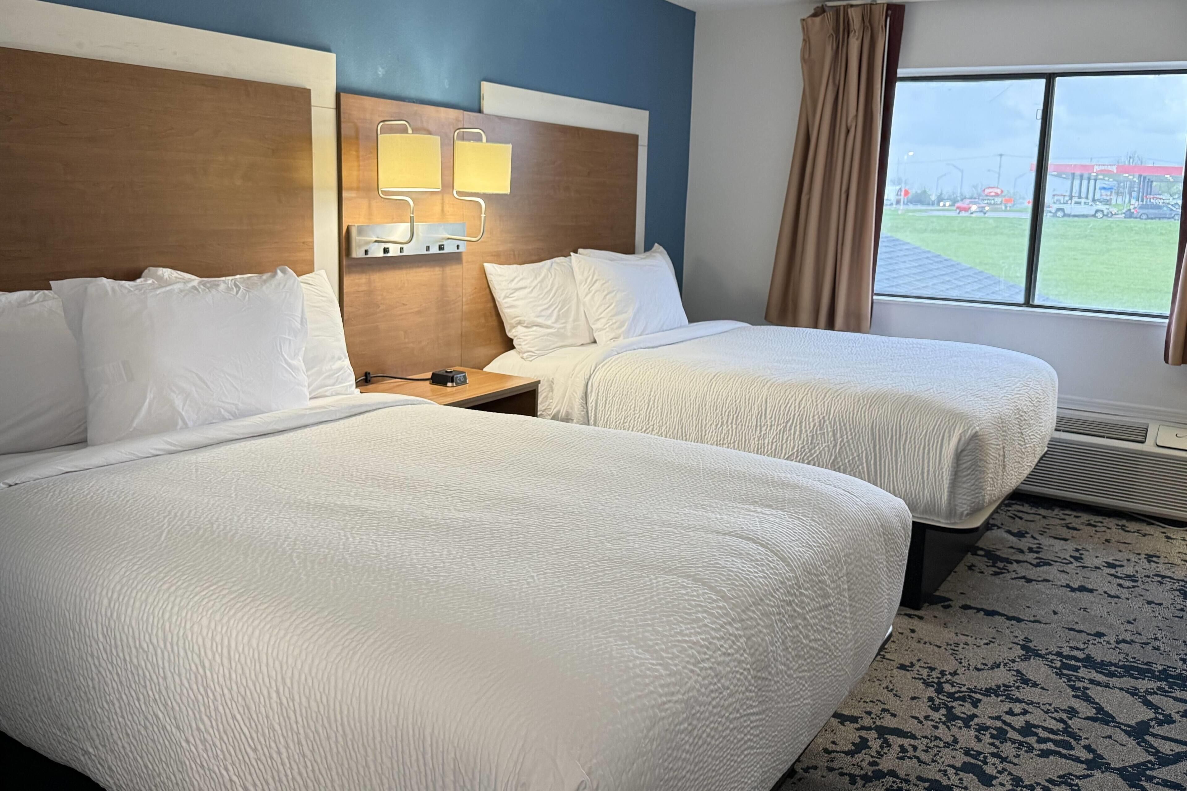 Room, 2 Queen Beds, Non Smoking | Desk, laptop workspace, blackout curtains, soundproofing