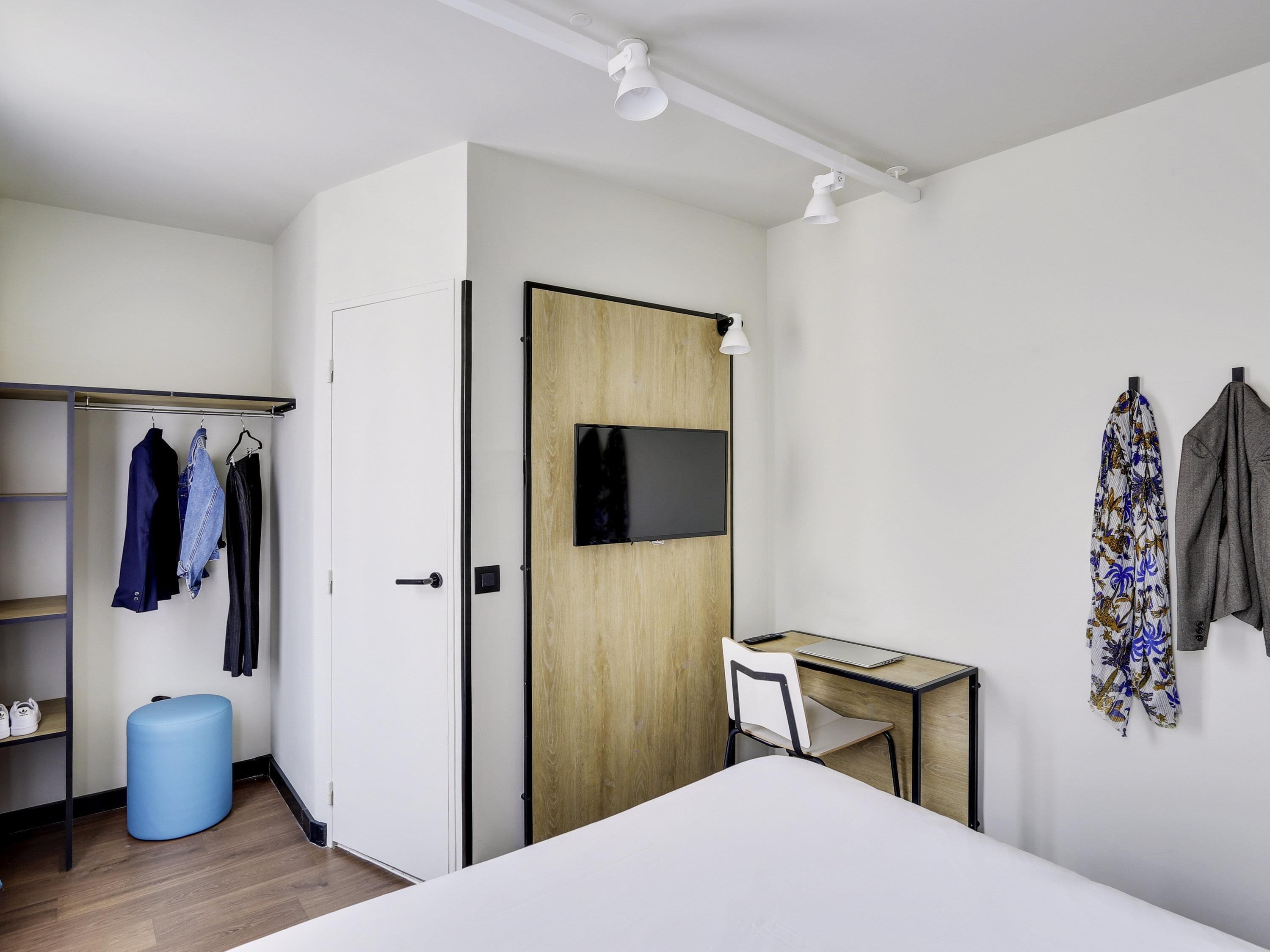 Hypo-allergenic bedding, desk, soundproofing, iron/ironing board