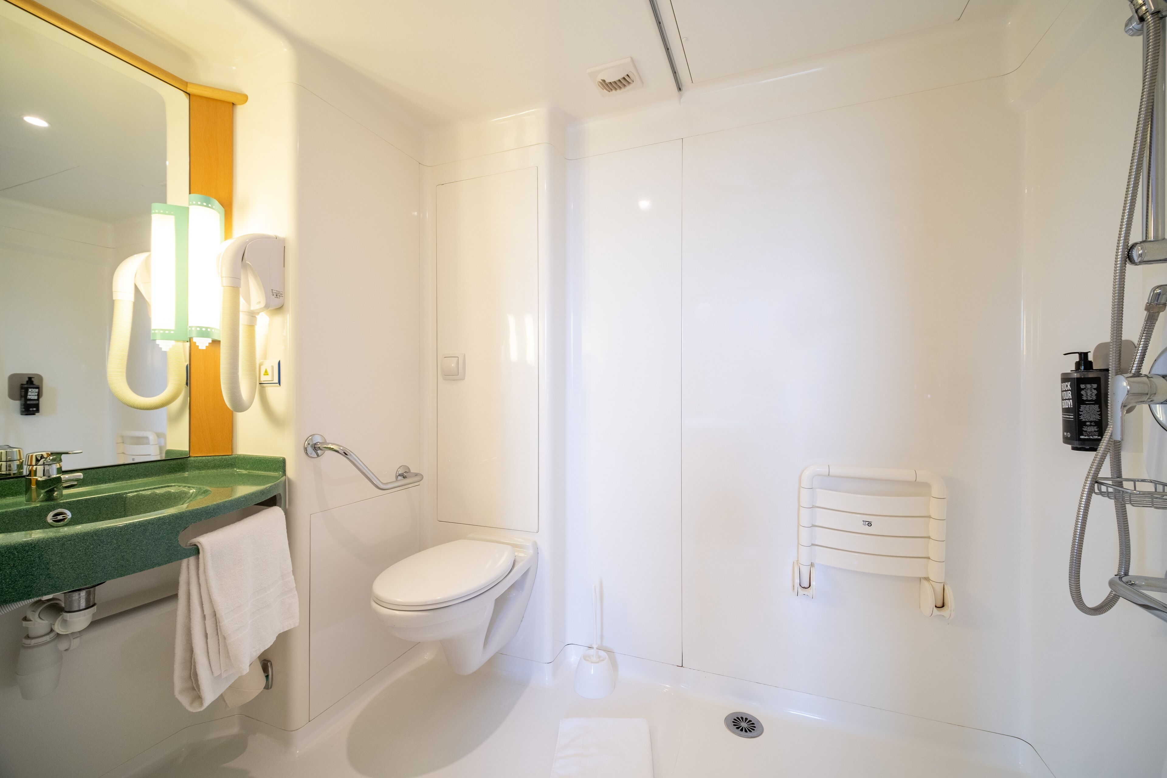 double room, accessible, non smoking | bathroom | shower, free toiletries, hair dryer, towels