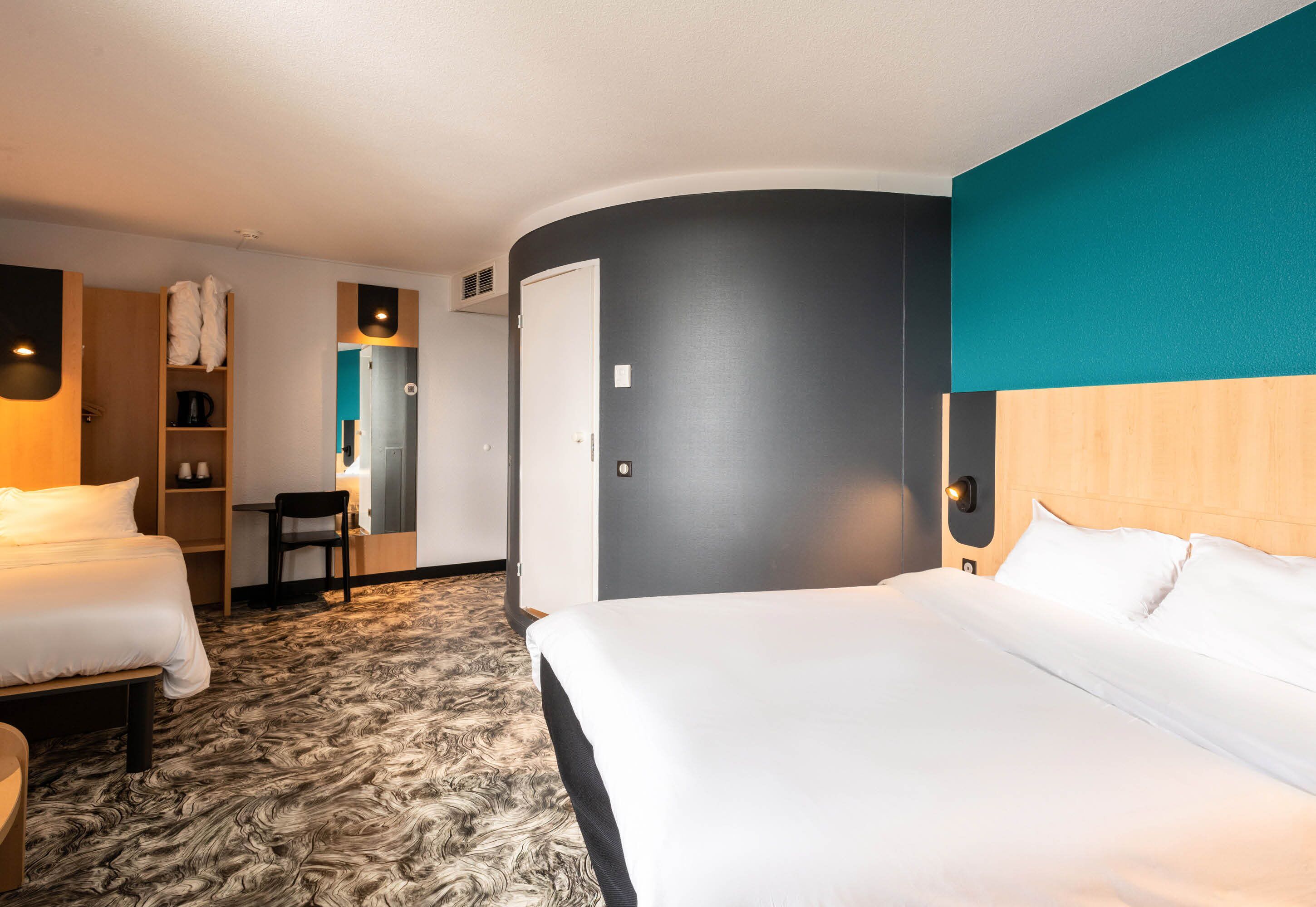 quadruple room, non smoking | premium bedding, in-room safe, desk, blackout curtains