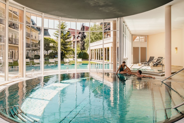 3 indoor pools, outdoor pool, pool umbrellas, pool loungers