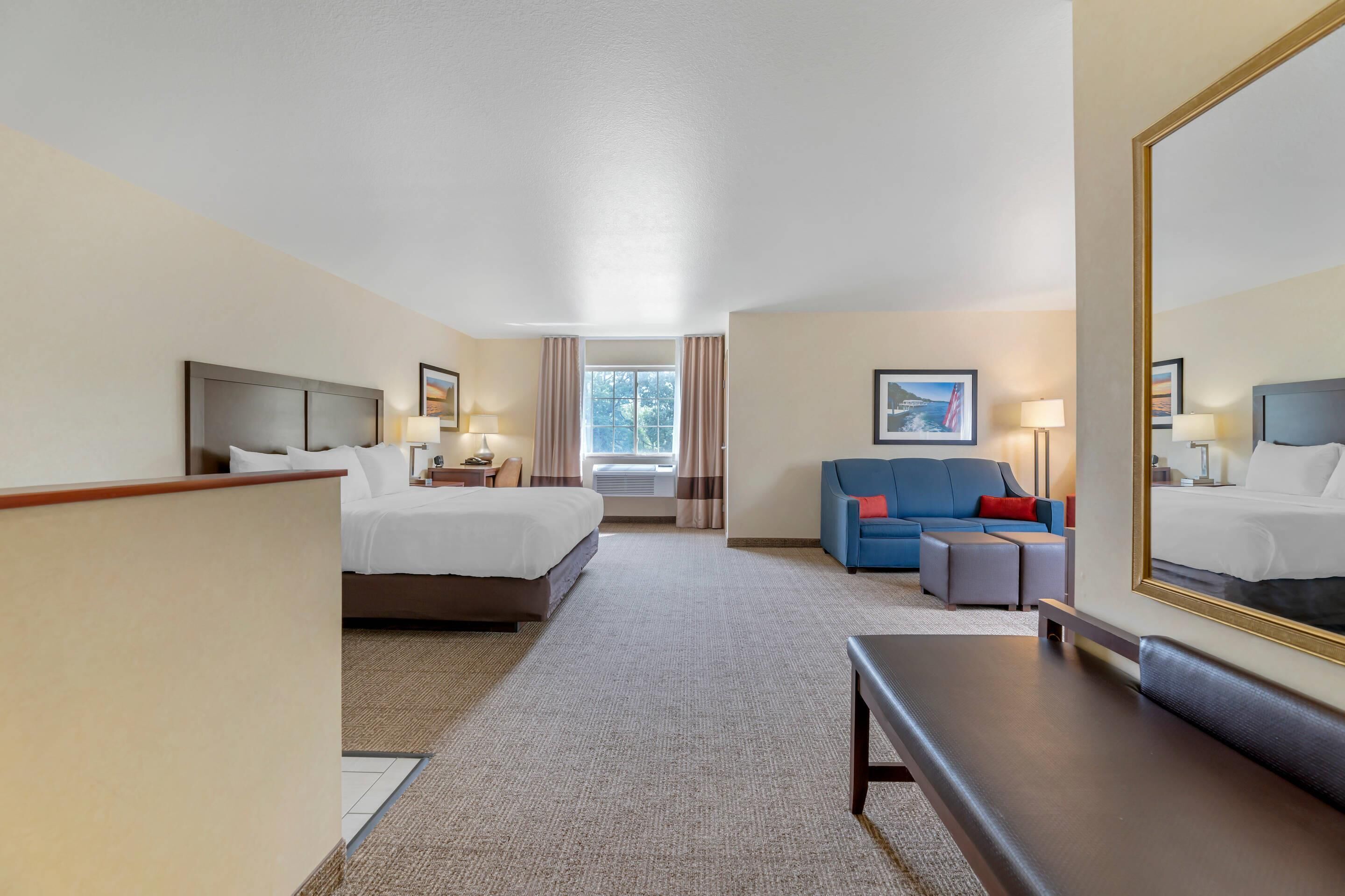 In-room safe, desk, iron/ironing board, free cribs/infant beds