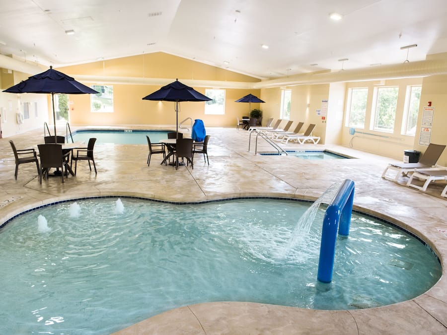 Indoor pool, open 8:00 AM to 9:00 PM, sun loungers