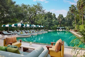 Outdoor pool, open 7:00 AM to 8:00 PM, pool umbrellas, sun loungers