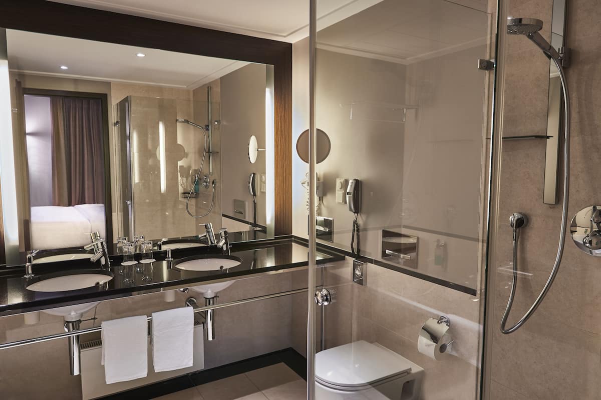 free toiletries, hair dryer, towels, soap