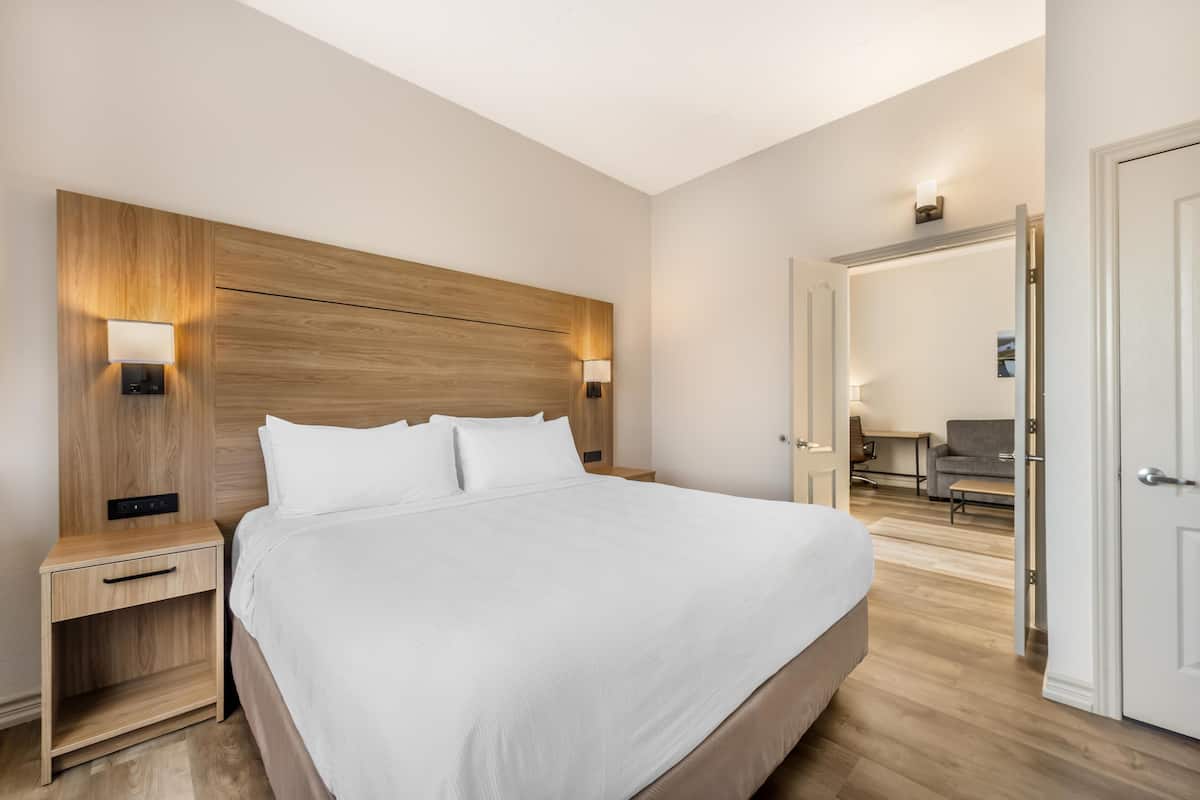 Suite, 1 trÚs grand lit, accessible aux personnes à mobilité réduite, bain à remous (with Sofabed) | Coffres-forts dans les chambres, bureau, fer et planche à repasser