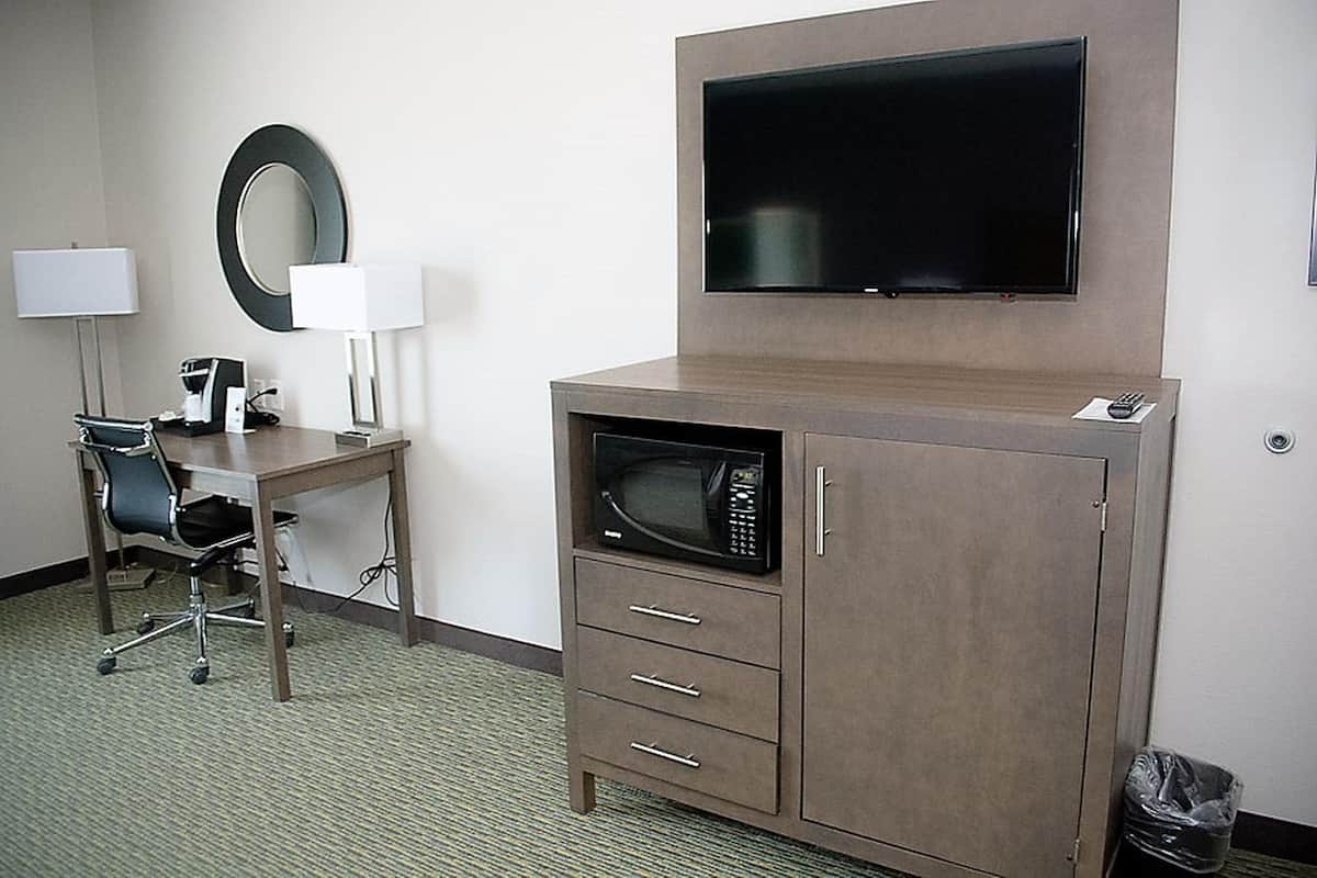 1 bedroom, desk, laptop workspace, iron/ironing board