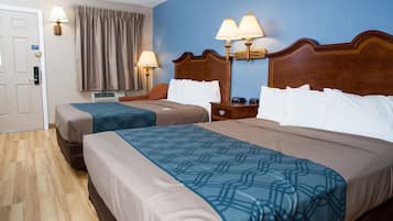 Standard Room, 2 Queen Beds, Non Smoking | Desk, laptop workspace, blackout drapes, iron/ironing board