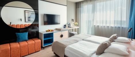 Minibar, in-room safe, blackout drapes, free WiFi