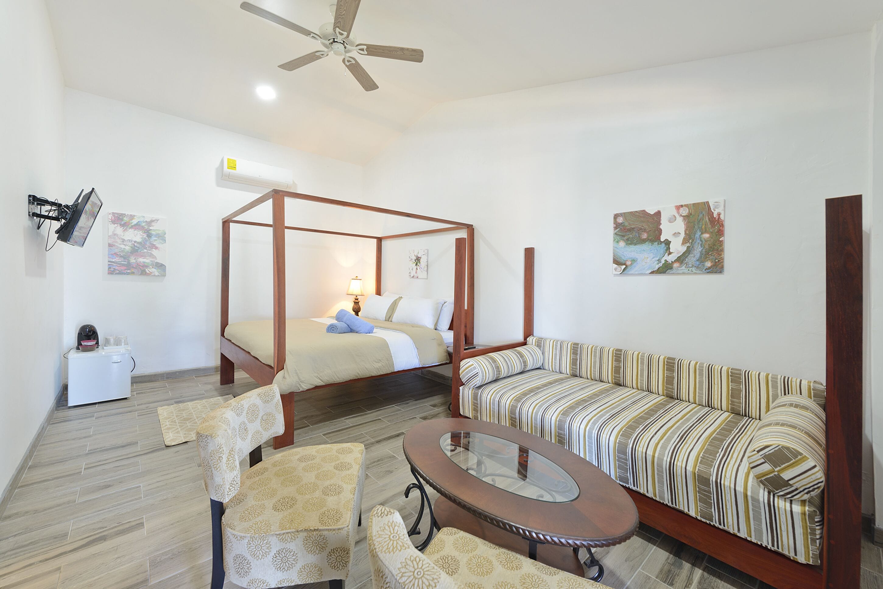 deluxe room, 1 king bed with sofa bed, non smoking, ocean view | premium bedding, in-room safe, blackout curtains, iron/ironing board