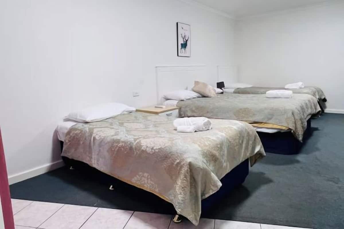 Desk, laptop workspace, free WiFi, bed sheets