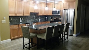 Fridge, microwave, dishwasher, coffee/tea maker