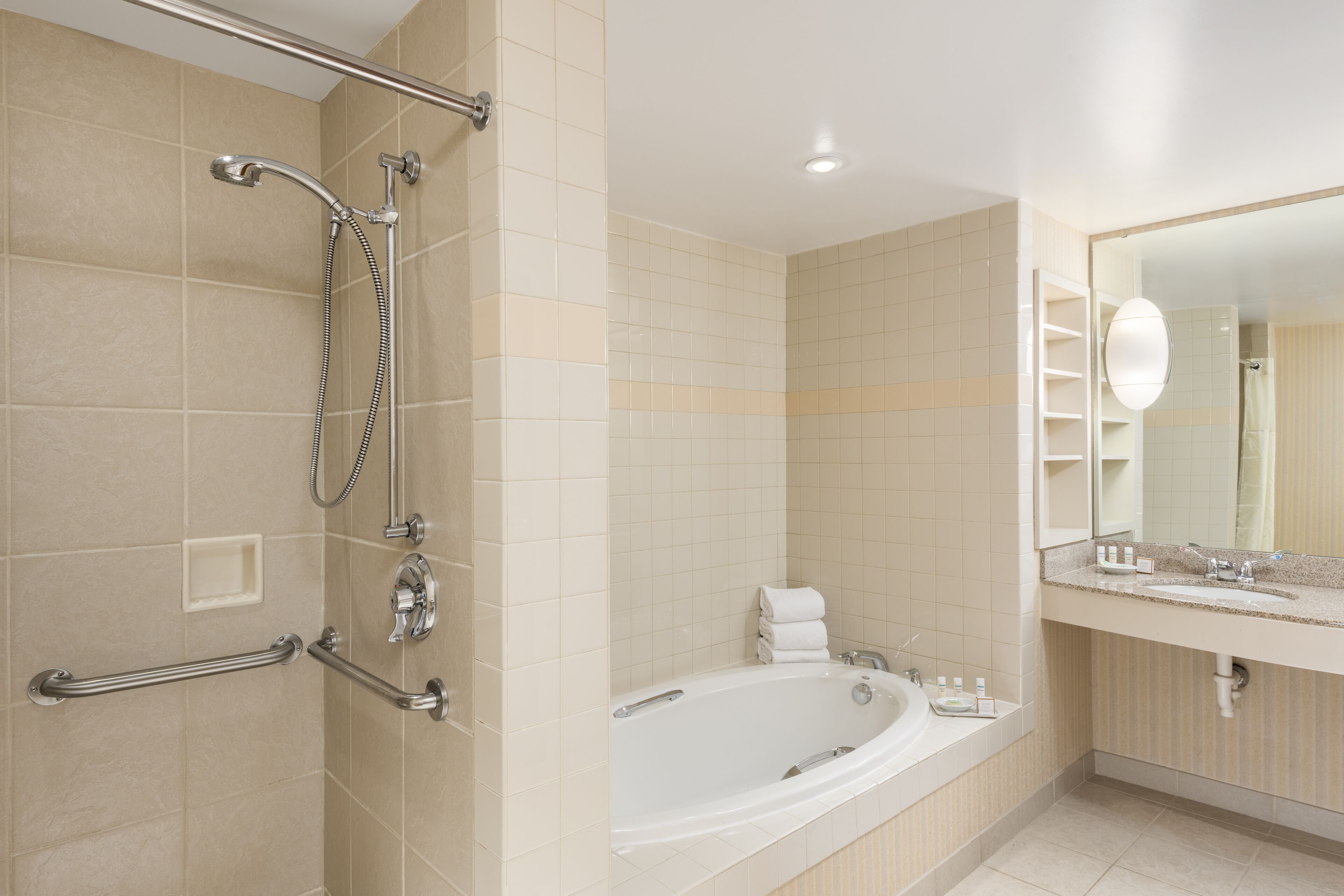 executive suite, accessible | bathroom | combined shower/bathtub, free toiletries, hair dryer, towels