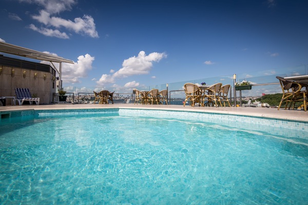 Indoor pool, outdoor pool, open 10:30 AM to 6:00 PM, pool loungers