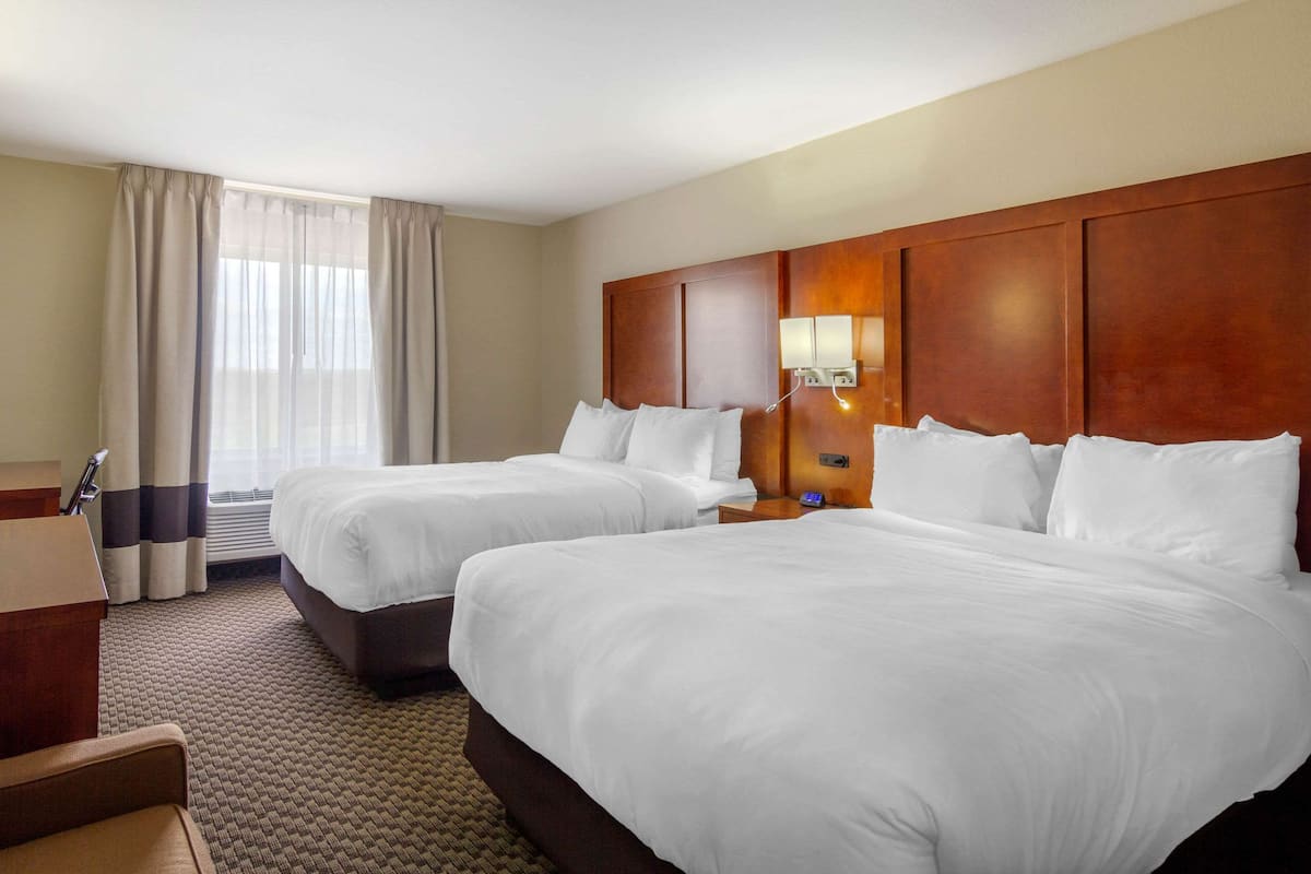 Standard Room, 2 Queen Beds, Non Smoking | Individually furnished, desk, laptop workspace, iron/ironing board