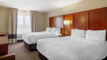Standard Room, 2 Queen Beds, Non Smoking | Individually furnished, desk, laptop workspace, iron/ironing board