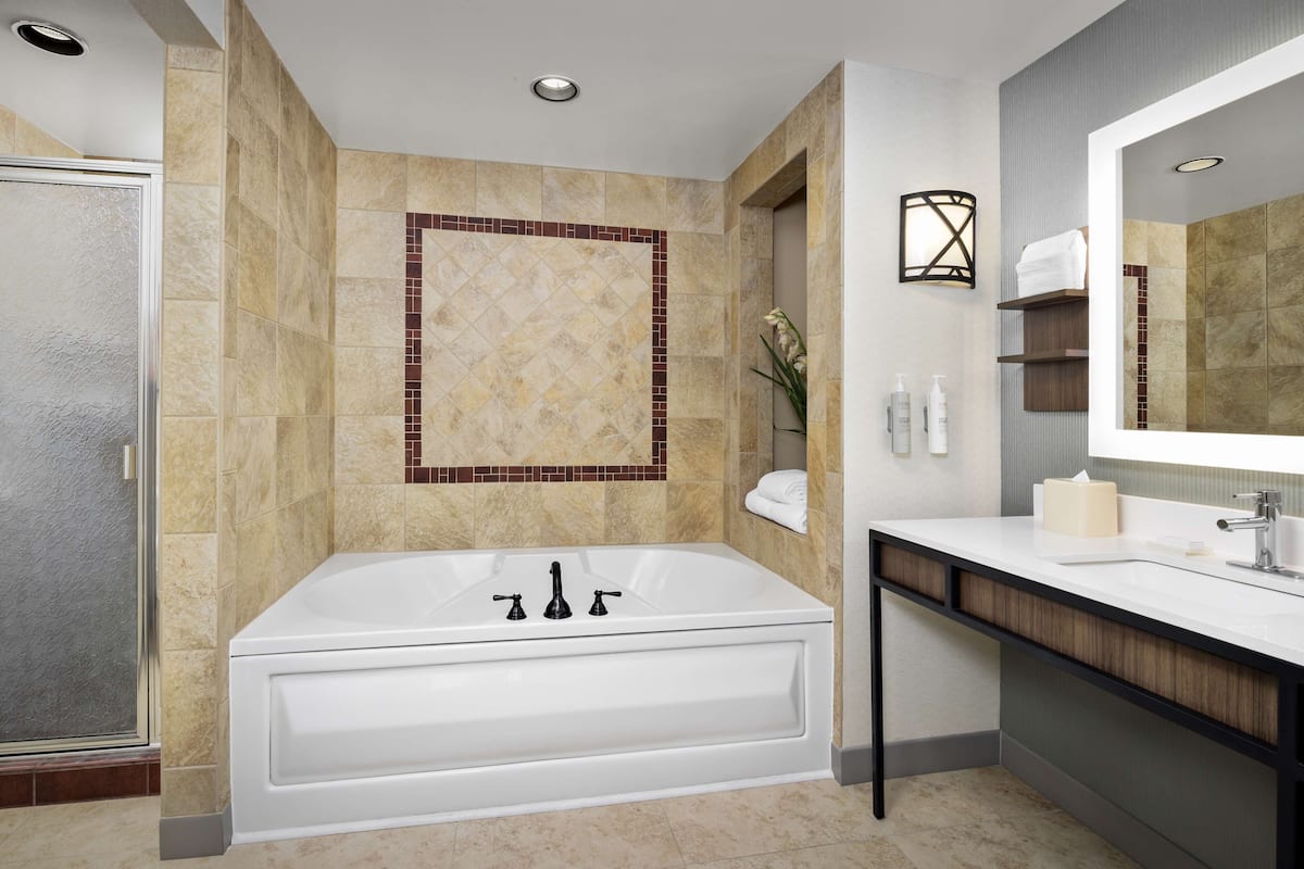 deluxe suite, 1 king bed with sofa bed | bathroom shower