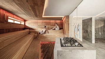 Parihoitohuone(ita), sauna, poreallas, höyrysauna, turkkilainen sauna