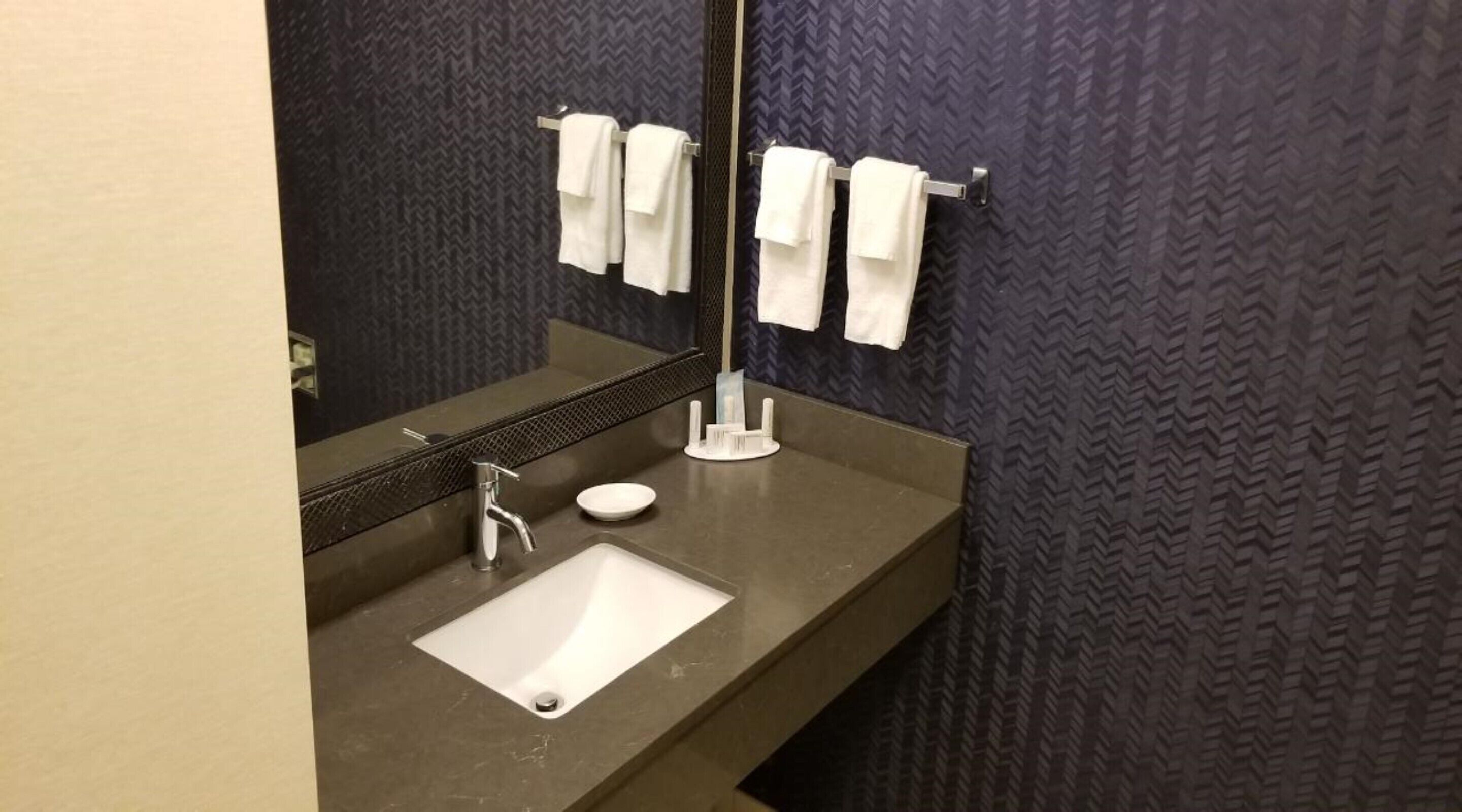 free toiletries, hair dryer, towels, soap