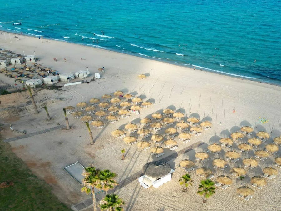 Private beach, white sand, free beach cabanas, sun loungers