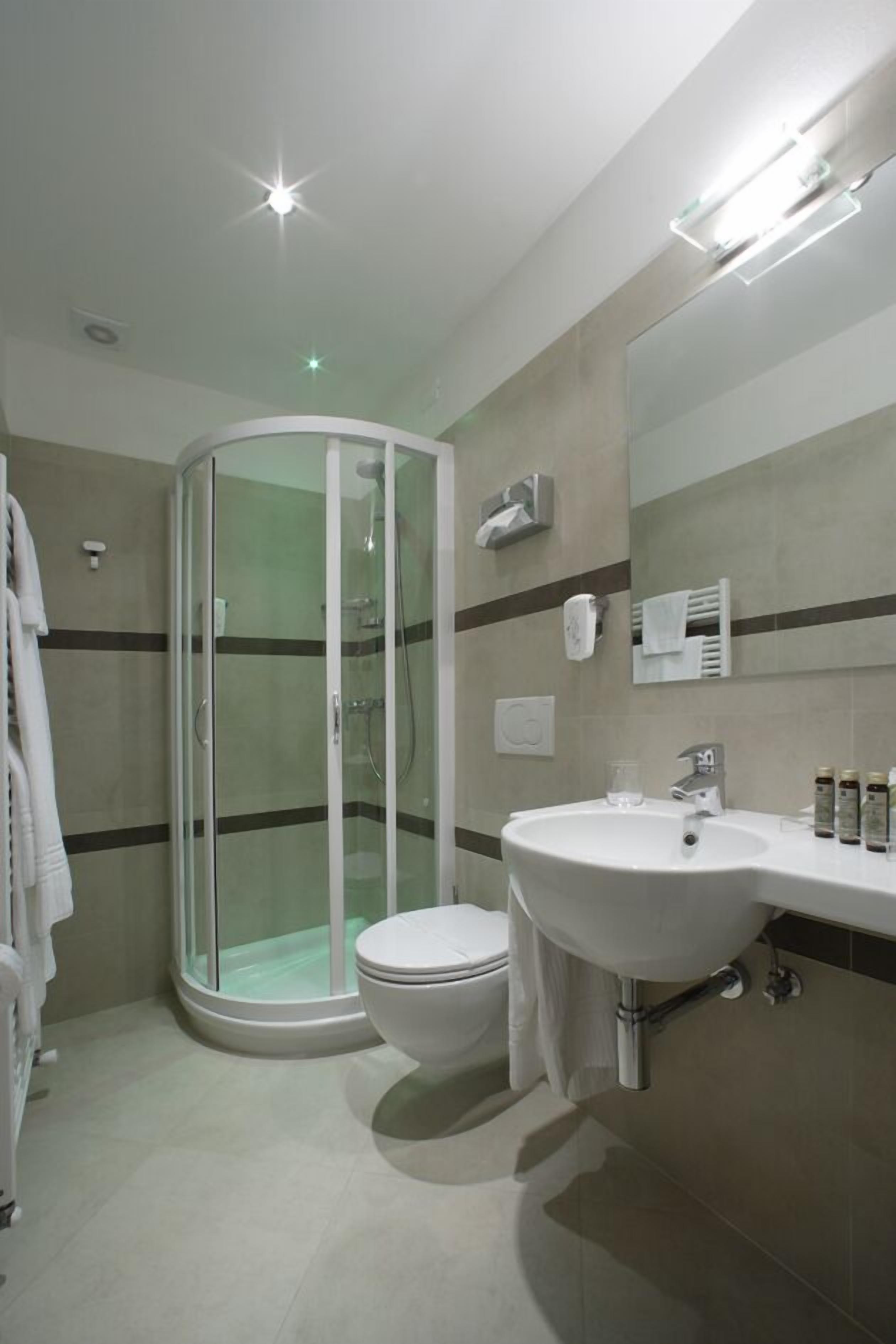 superior double or twin room | bathroom | shower, free toiletries, hair dryer, towels