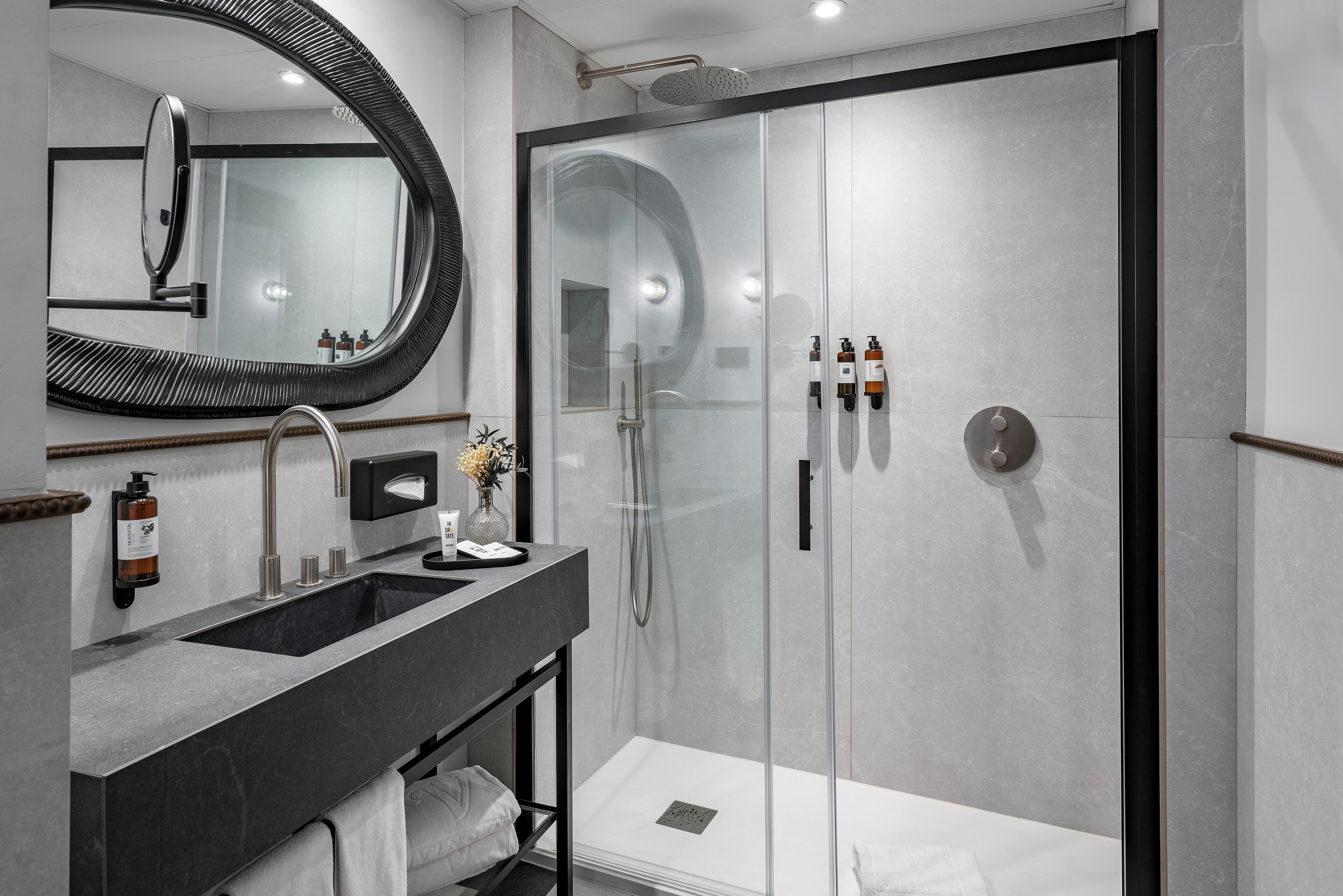 eco-friendly toiletries, hair dryer, bidet, towels