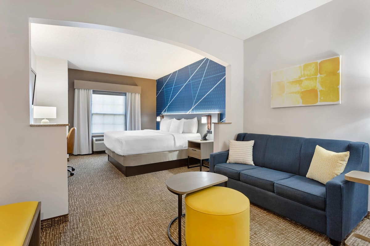 Suite, 1 King Bed with Sofa bed, Non Smoking | Desk, laptop workspace, blackout drapes, iron/ironing board