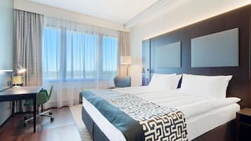 In-room safe, desk, laptop workspace, blackout drapes