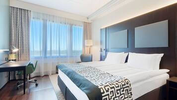 In-room safe, desk, laptop workspace, blackout drapes