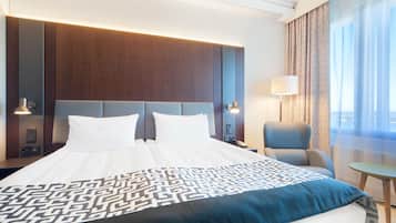 In-room safe, desk, laptop workspace, blackout drapes