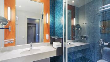 Shower, eco-friendly toiletries, hair dryer, bidet