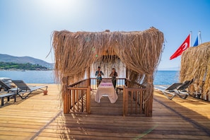 Privatstrand, Cabañas (kostenlos), Liegestühle, Sonnenschirme