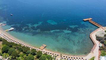 Private beach, free beach cabanas, sun-loungers, beach umbrellas